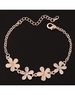 Czech Rhinestone and Opal Flower Summer Fashion Bracelet