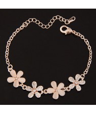 Czech Rhinestone and Opal Flower Summer Fashion Bracelet