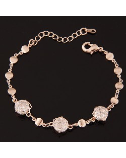 Transparent Cubic Zirconia Hollow Roses Golden Fashion Bracelet