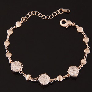 Transparent Cubic Zirconia Hollow Roses Golden Fashion Bracelet