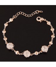 Transparent Cubic Zirconia Hollow Roses Golden Fashion Bracelet