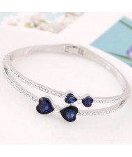 Czech Rhinestone Dual Bowknots Silver Fashion Bangle