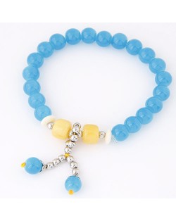 Korean Fashion Colorful Glass Beads Fair Maiden Fashion Bracelet - Blue