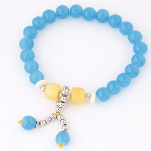Korean Fashion Colorful Glass Beads Fair Maiden Fashion Bracelet - Blue