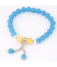 Korean Fashion Colorful Glass Beads Fair Maiden Fashion Bracelet - Blue