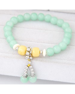 Korean Fashion Colorful Glass Beads Fair Maiden Fashion Bracelet - Light Green