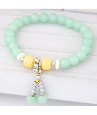 Korean Fashion Colorful Glass Beads Fair Maiden Fashion Bracelet - Light Green