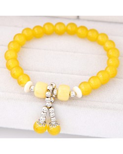 Korean Fashion Colorful Glass Beads Fair Maiden Fashion Bracelet - Yellow
