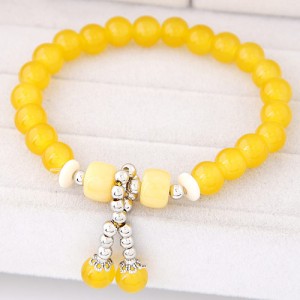 Korean Fashion Colorful Glass Beads Fair Maiden Fashion Bracelet - Yellow