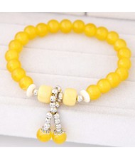 Korean Fashion Colorful Glass Beads Fair Maiden Fashion Bracelet - Yellow