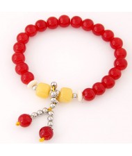 Korean Fashion Colorful Glass Beads Fair Maiden Fashion Bracelet - Red