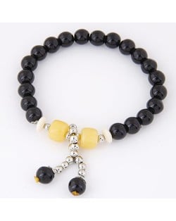 Korean Fashion Colorful Glass Beads Fair Maiden Fashion Bracelet - Black