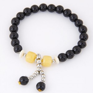 Korean Fashion Colorful Glass Beads Fair Maiden Fashion Bracelet - Black