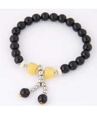 Korean Fashion Colorful Glass Beads Fair Maiden Fashion Bracelet - Black