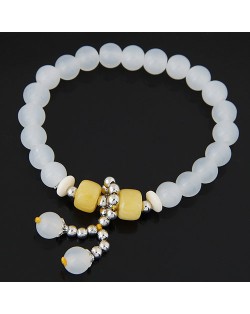 Korean Fashion Colorful Glass Beads Fair Maiden Fashion Bracelet - White