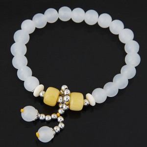 Korean Fashion Colorful Glass Beads Fair Maiden Fashion Bracelet - White