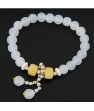 Korean Fashion Colorful Glass Beads Fair Maiden Fashion Bracelet - White