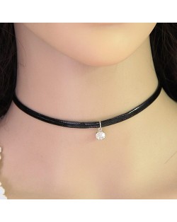 Simple Style Gem Pendant Leather Fashion Necklace