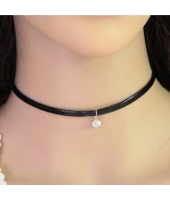 Simple Style Gem Pendant Leather Fashion Necklace