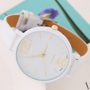 Coloful Candy Color Casual Style Women Sport Fashion Wrist Watch - White