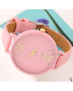 Coloful Candy Color Casual Style Women Sport Fashion Wrist Watch - Pink