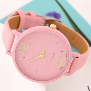 Coloful Candy Color Casual Style Women Sport Fashion Wrist Watch - Pink
