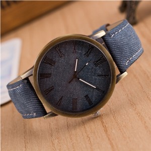 Jean Texture Leather Fashion Wrist Watch - Jean Blue