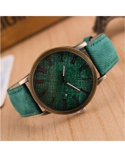 Jean Texture Leather Fashion Wrist Watch - Green