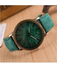 Jean Texture Leather Fashion Wrist Watch - Green