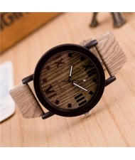 Vintage Grain of Wood with Roman Numerals Design Fashion Wrist Watch - Style 5