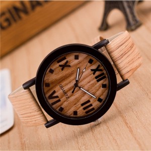 Vintage Grain of Wood with Roman Numerals Design Fashion Wrist Watch - Style 6