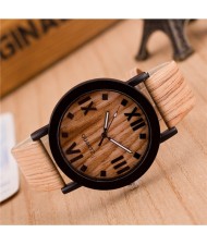Vintage Grain of Wood with Roman Numerals Design Fashion Wrist Watch - Style 6